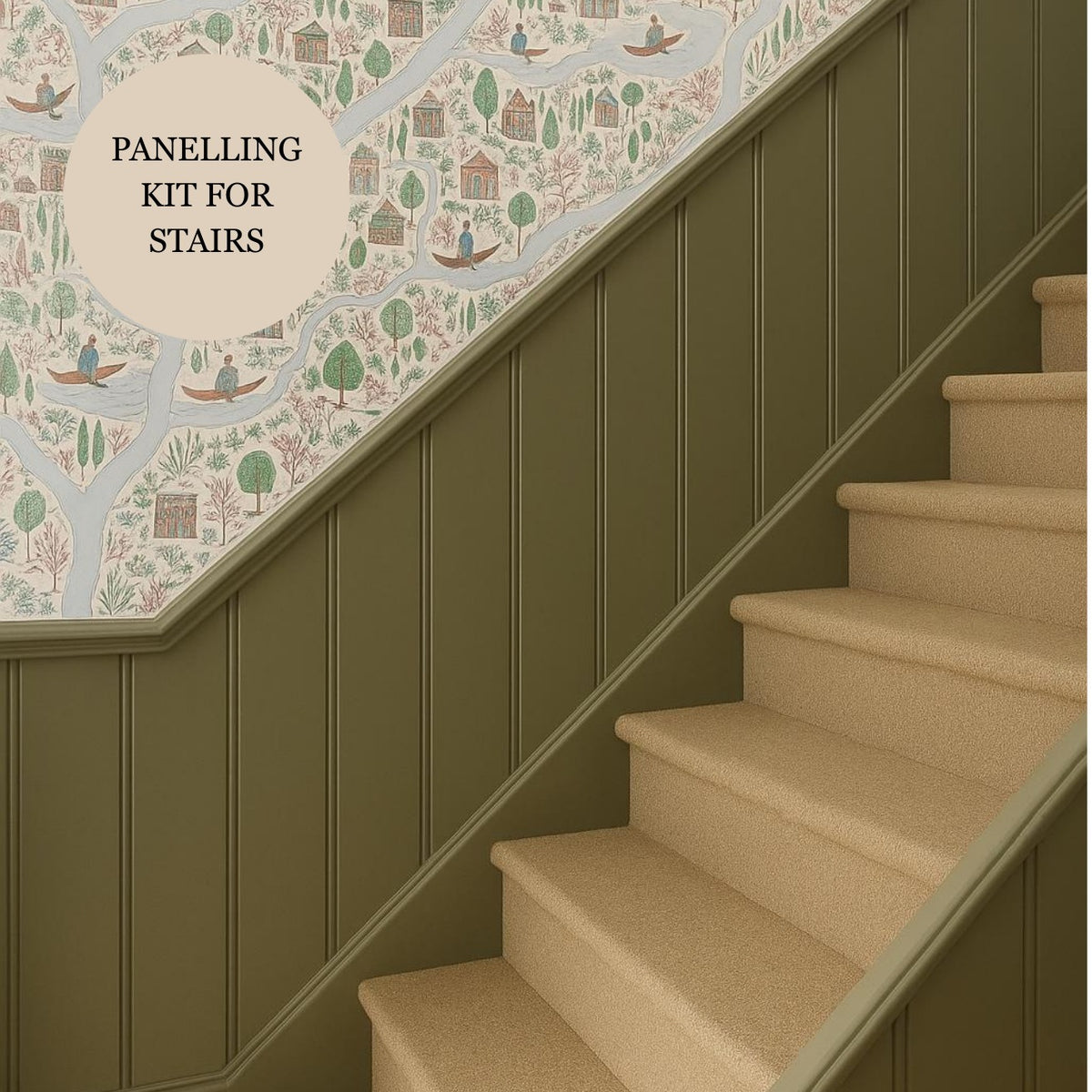 Staircase Wainscoting Kit – Taller Panels, Dado Rail & Skirting – The ...