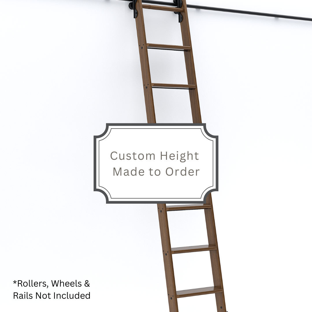 Library Ladder | Made to Measure 9ft-11ft | Walnut | Black Fixings ...
