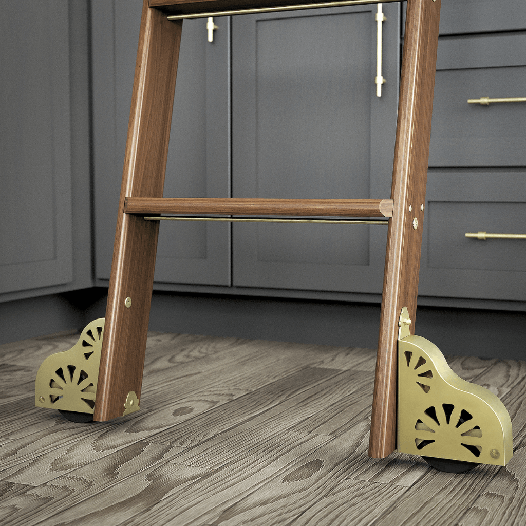 Brushed Brass Ladder Hardware | Rolling Library Ladders for Kitchens ...