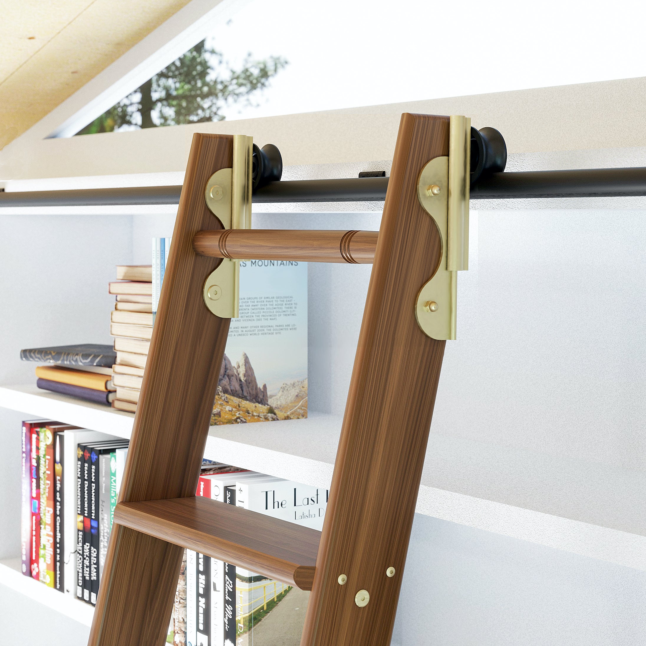 Rolling Ladder System BLACK Ladder Hardware Kit Makes Your Ladder