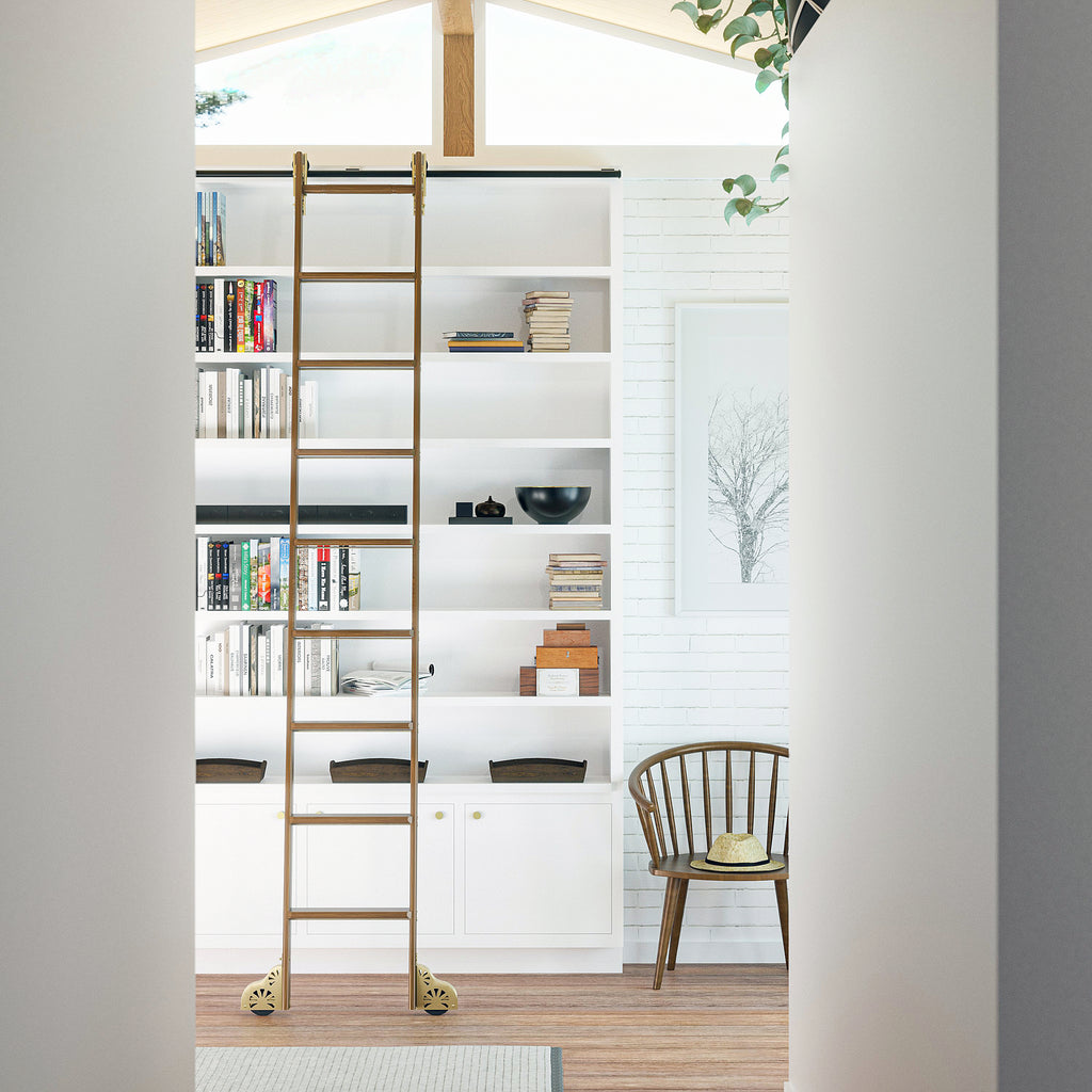 Ladder Order Ladder Step Support Rod | Brushed Brass – The Library Ladder Company