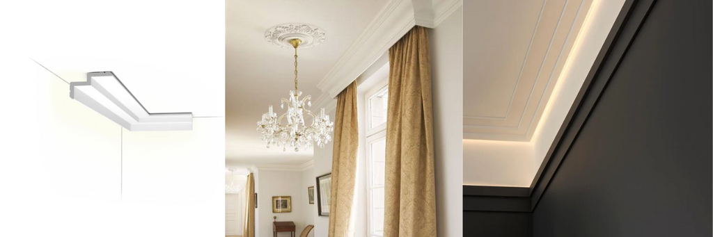 Coving with LEDS and curtains