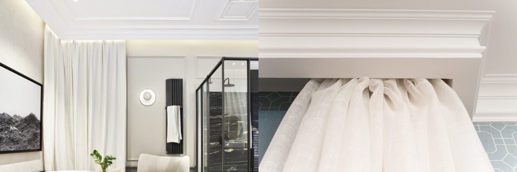 Rooms with curtain coving pelmets