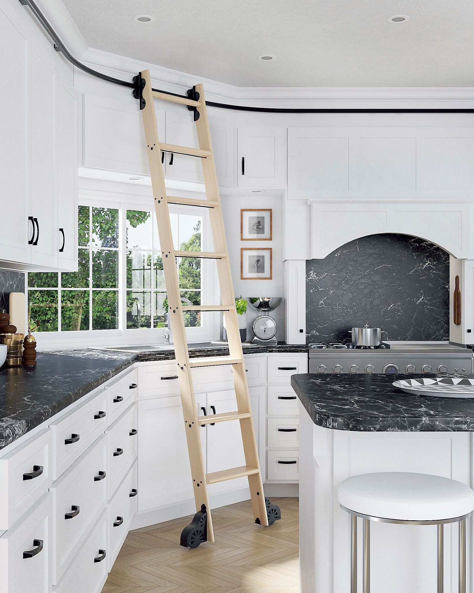 Curved Corner Rail | 90° Corner | Black – The Library Ladder Company