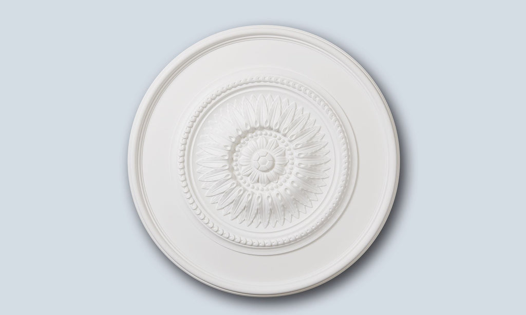 Classical intricate white ceiling rose in Studio Polymer, 75.5cm decorative ceiling centre for chandeliers, Studio No.20.