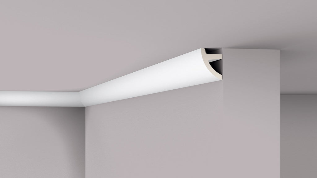  IL1 Studio Polymer polyurethane coving: A small, modern convex profile designed specifically for concealed indirect LED lighting.