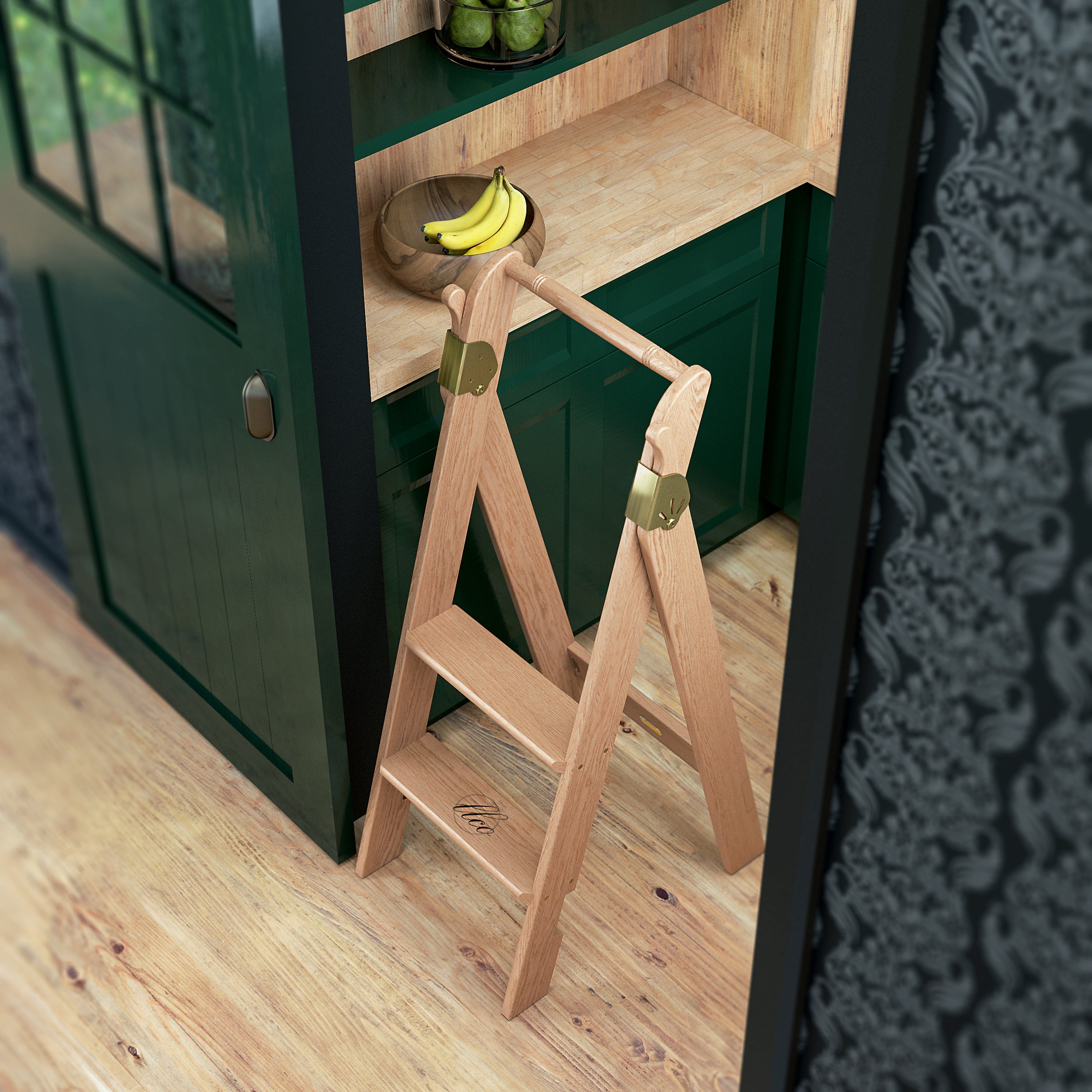 Mdf Step Ladder Wooden Step Ladder | Red Oak | 2-Steps | Foldaway – The Library Ladder ...