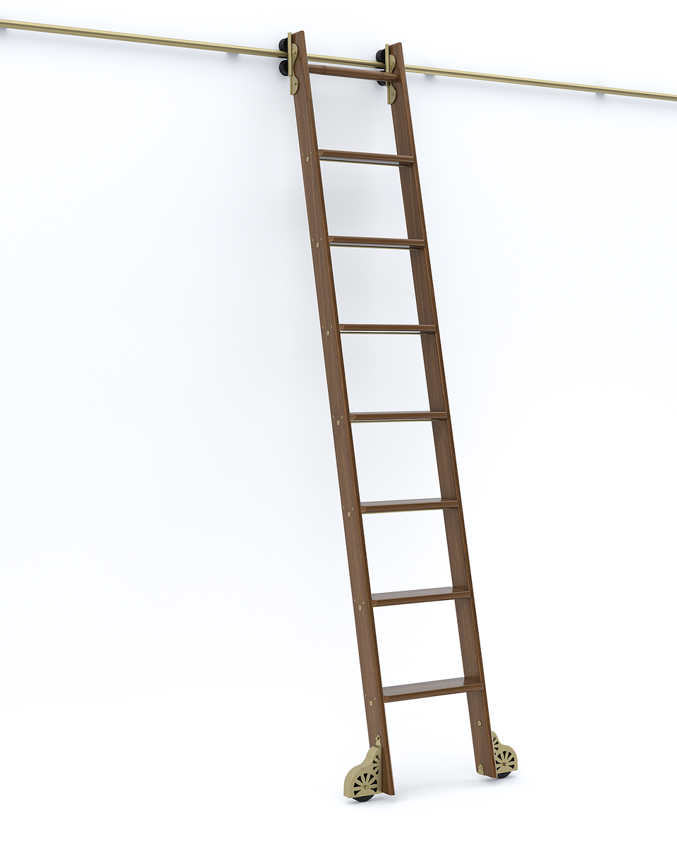 Library Ladder | 7ft Length | Walnut | LLCompany – The Library Ladder ...