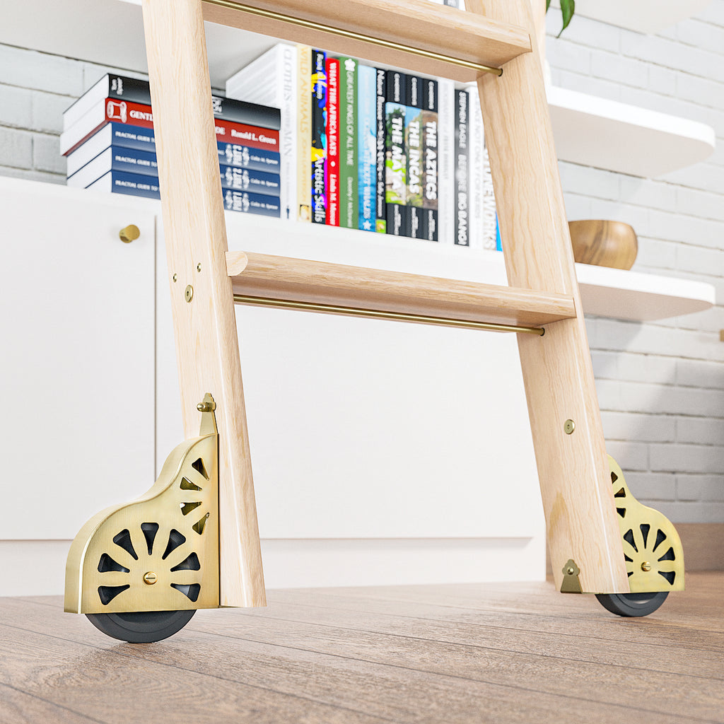 Brushed Brass Ladder Hardware | Rolling Library Ladders for Kitchens ...