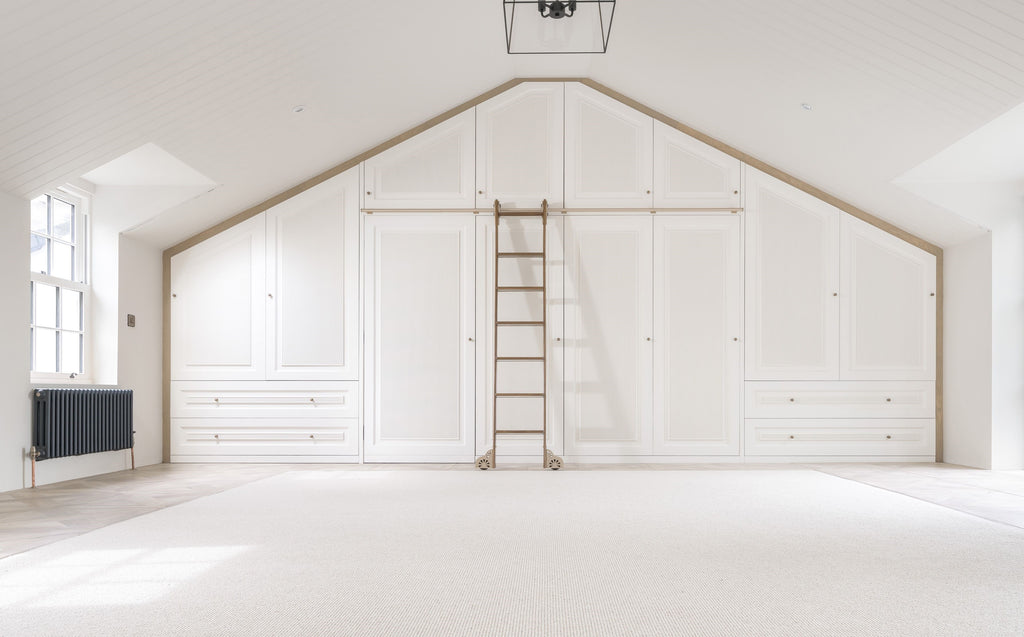 interior ladder rail with ladder in bedroom