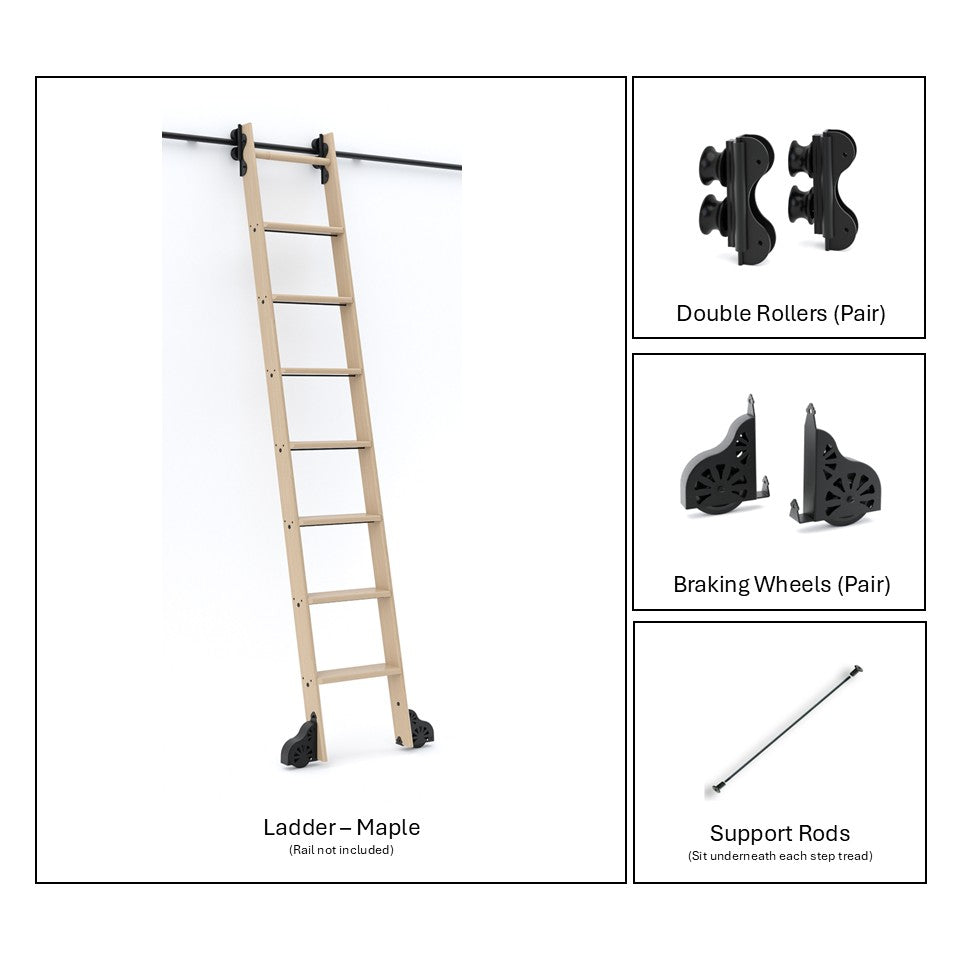 Classic | Rolling Ladder Kit | 12-14ft Ladder with Double Rollers and ...