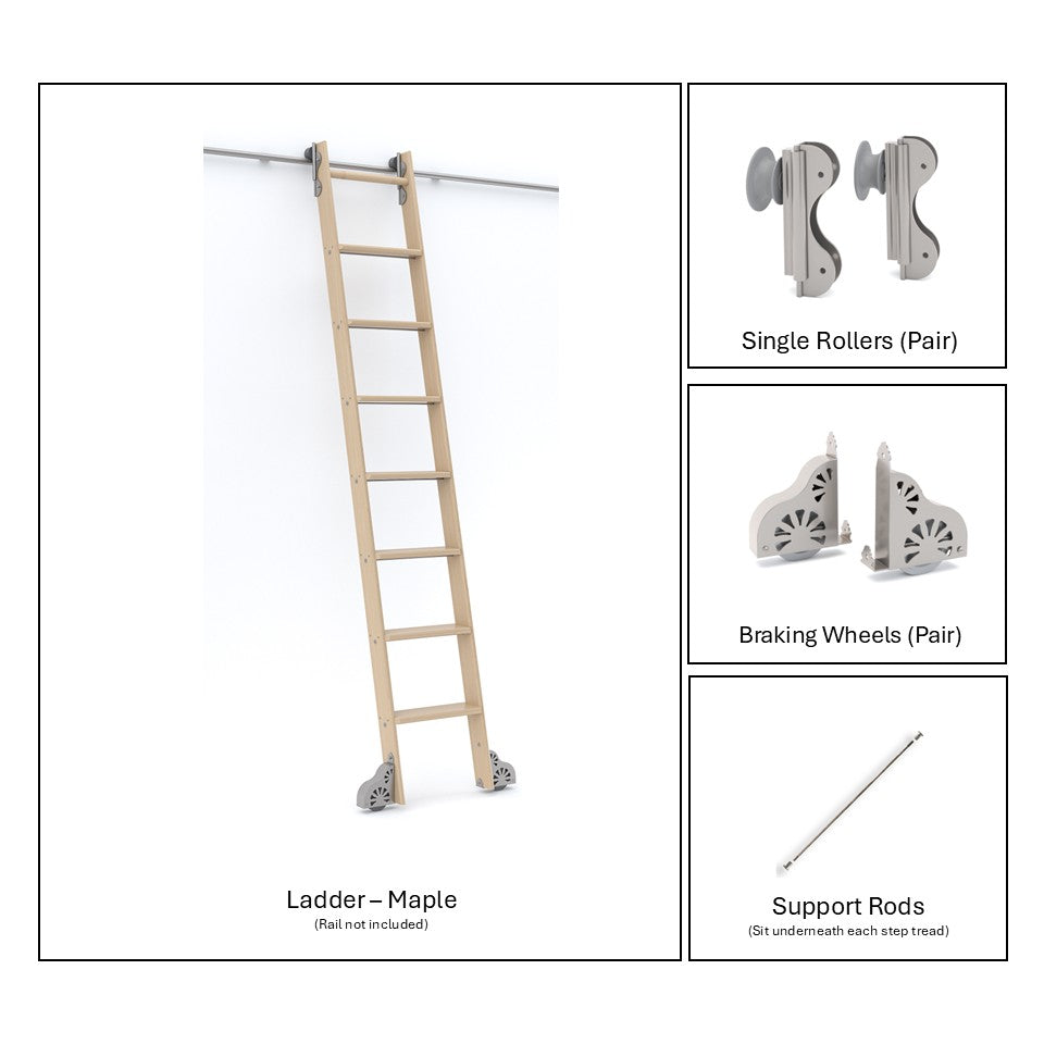 Ladder Order Highgrove | Lift Off Rolling Ladder Kit | 9-11ft Ladder with Single Ro ...