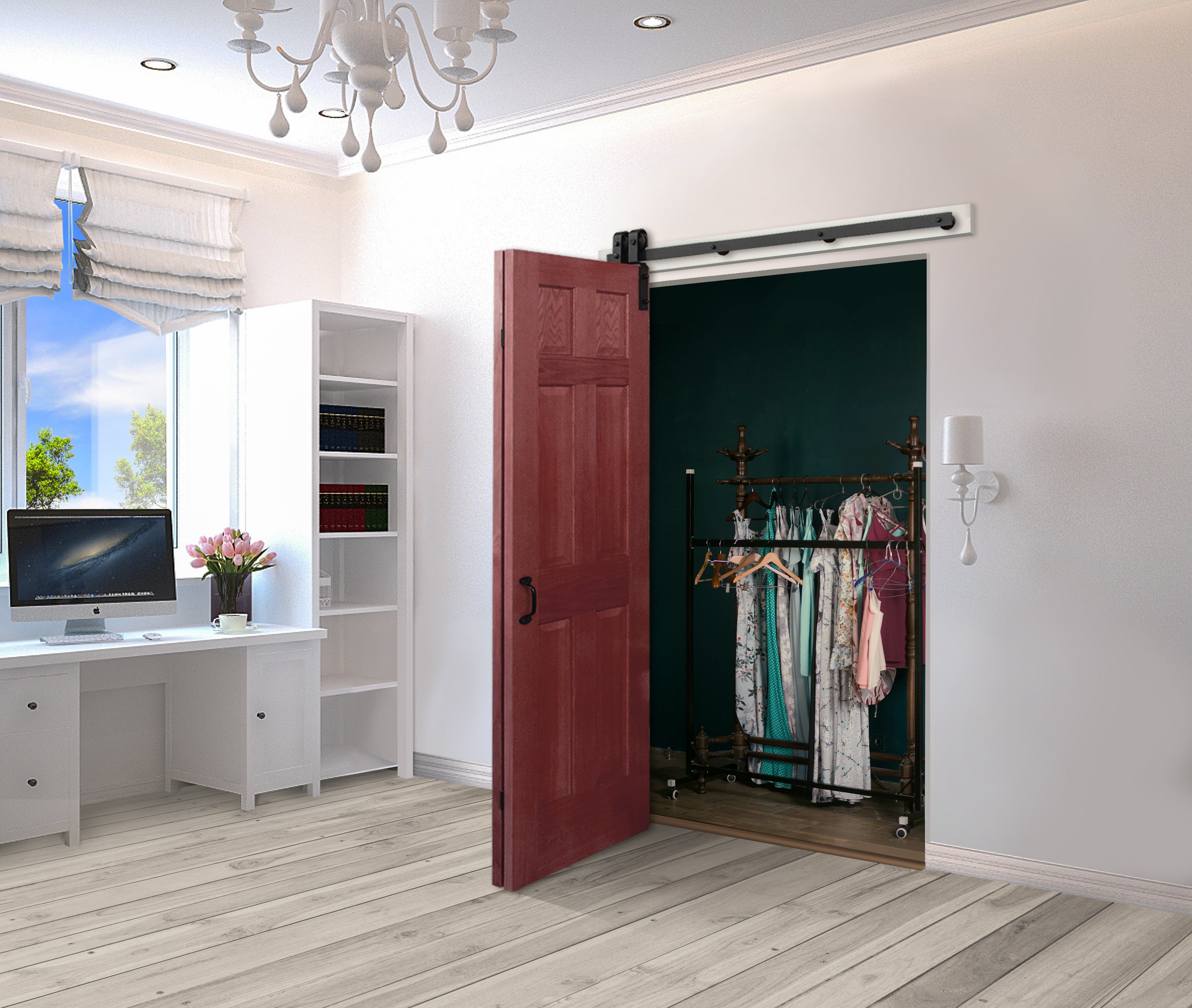 Thilemon Bifold Barn Door Hardware Kit For Closets - 24" Track, Black, Smooth Sliding (No Door Included)