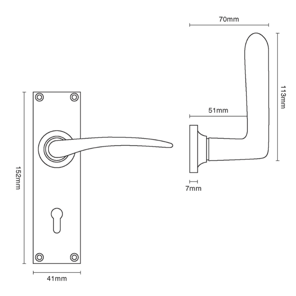 Minimalistic Lever Lock | Soft Curved Handle | Interior Door Handle ...