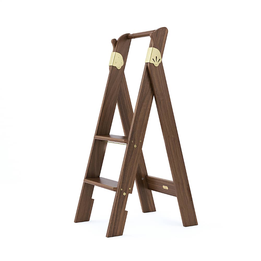 Wooden Step Ladder | Walnut | 2-Steps | Foldaway | Pivot – The Library ...
